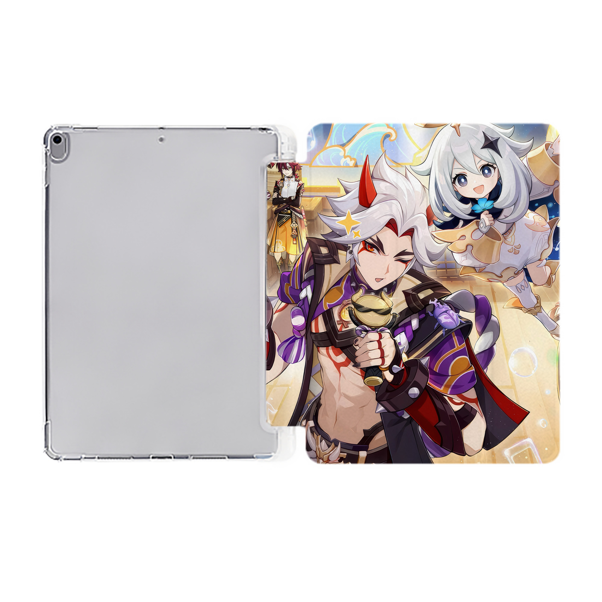 げんし神 genshin IPad ケース ペン収納付き 三つ折りスタンド PUレザー×シリコン 対応機種9.5/10.5/10.9インチ